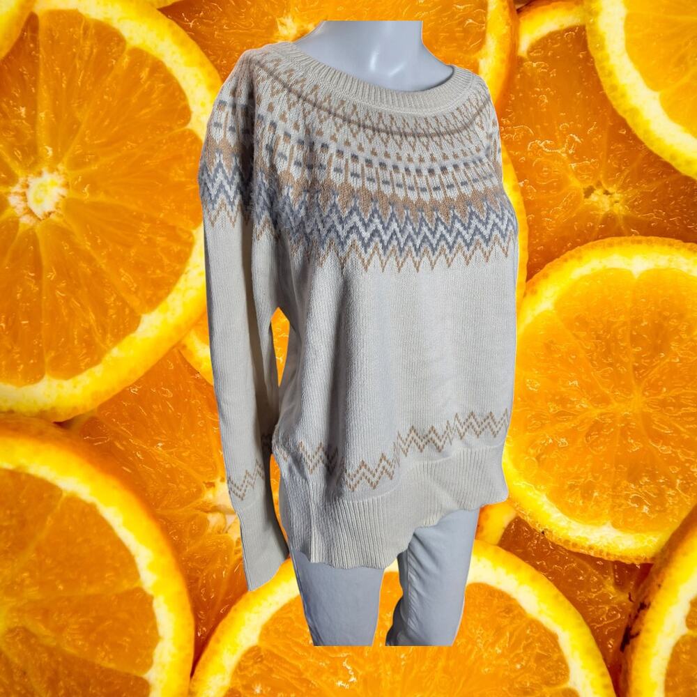 Calvin Klein Jeans Women’s Crew Neck Patterned Pullover Knitwear Sweater Size L